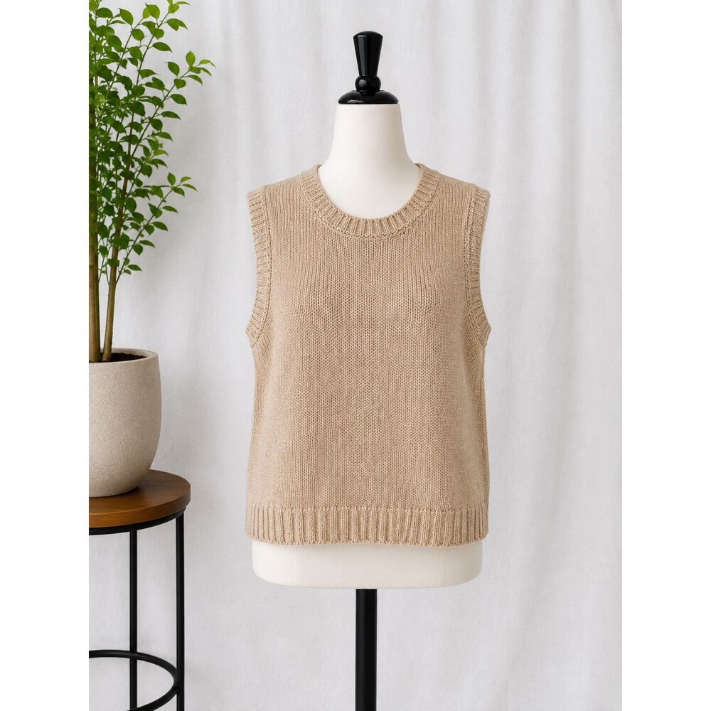 Marled Women’s Sweater Vest XL Beige Tan Sleeveless Knit Pullover NWT